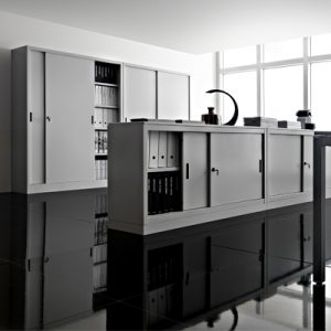 metallic cabinets